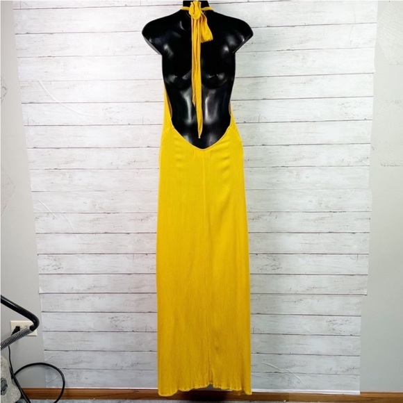 *SOLD* Mara Hoffman Lucille Maxi Dress Swim Cover-Up Sunflower Yellow Halter Tie - Picture 9 of 13
